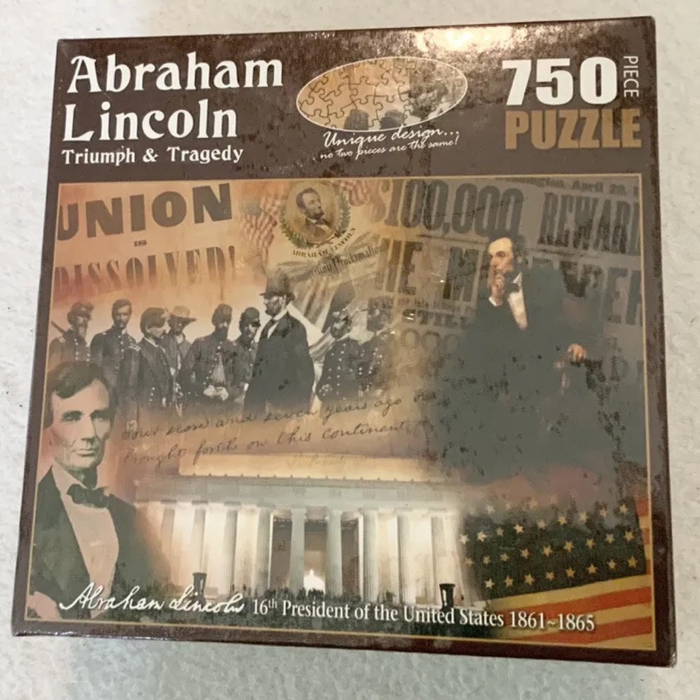 Abraham Lincoln Triumph And Tragedy 750 Piece Jigsaw Puzzle Made In USA New
